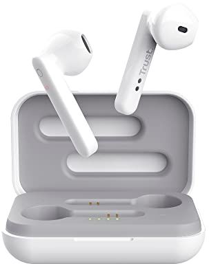 Trust Mobile Primo Touch Auriculares Inalambricos Bluetooth, Auriculares In Ear con Micrófono Incorporado, True Wireless, hasta 10 Horas de Reproducción, para Android, Chrome, iOS, Windows, Blanco