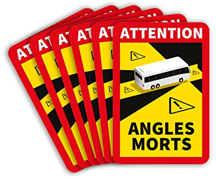 lepni.me 6 Stück Bus Toter Winkel Aufkleber Frankreich | Extra Starke Haftung und UV Schutz | Attention Angles Morts Sticker | Winkel Warntafel Fahrzeugaufkleber (6PCS BUS)
