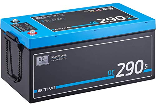 ECTIVE Gel Batterie DC290SC - 12V, 290Ah, mit Nachfüllpacks, LCD-Display - Deep Cycle VRLA Versorgungsbatterie, Solarbatterie, Bootsbatterie, Starterbatterie, Blei Akku für Wohnwagen, Camper
