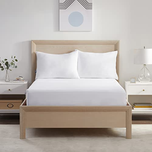 Serta Power Chill Twin XL Size Waterproof Mattress Cover, Soft and Breathable Cooling Mattress Protector, 15 Elastic Deep Pocket for Secure Fit, White