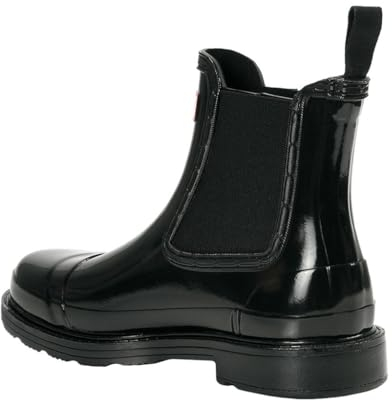 HUNTER Commando Chelsea Gloss Boot, nero, 44 EU
