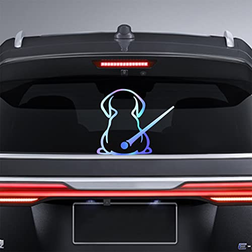 Dreothy Hunde-Aufkleber, wasserdichter Heckscheibenwischer-Aufkleber, Cartoon, lustiger Hundeschwanz, Aufkleber für Auto, Heck, Hundeaufkleber, Autofenster-Aufkleber (Regenbogenblau)