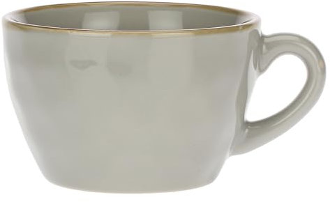Große Tasse Frühstückstasse große Tasse Becher Kaffeetasse rustikaler mediterraner Italienischer Retro Stil Becher Tasse Kaffeetasse Steinzeug (Grigio Perla/Perlgrau)