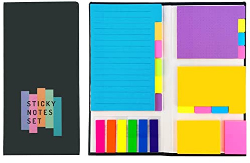 D.RECT Set 410 Stück Haftnotizen Klebezettel,Mehrfarbiges Haftnotiz-Set,Selbstklebende Notizzettel,sticky notes,school supplies,Lesezeichen,Text Textmarker Strips