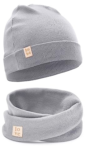 Bubalove - Mütze und Schal Set - Baumwollmütze - Kragen für Baby - Baumwollmütze und Halswärmer - Strickmütze - Mütze und Schals - Kinder Kindermütz