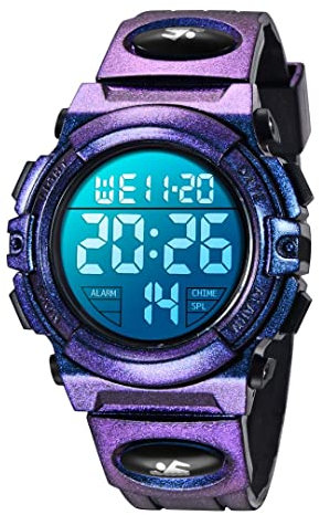 aswan watch Montre Digitale Enfant avec Chronometre, Eclairage, Alarme, Calendrier-Montres Sport pour Garcon avec Bracelet en Silicone-M