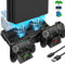 ASUNCELL Soporte vertical para PS4, PS4 vertical con ventilador, PS4, controlador PS4, estación de carga para Playstation 4/PS4 Pro/Slim PS4 soporte con estación de carga PS4 con 12 juegos de