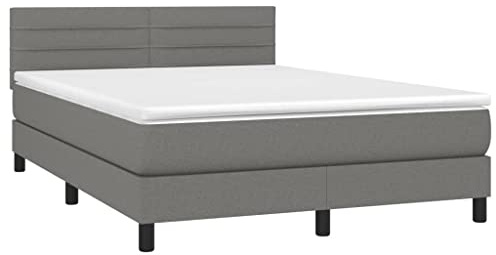 vidaXL Boxspringbett mit Matratze Dunkelgrau 140x200 cm Stoff
