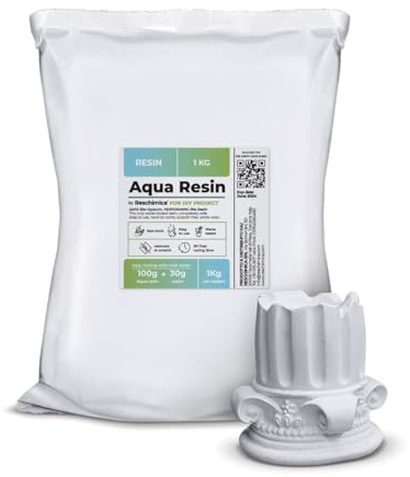 AQUA RESIN - Resina Minerale, Effetto porcellana in Polvere Bianca Atossica e Sicura al 100% da miscelare con Acqua, Colorabile e Ideale da Usare negli stampi, Fai da te (1 kg)