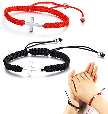 SCJJZ armband damen,damen armband,schmuck,schmuck damen,geburtstagsgeschenk für frauen,Geflochtenes Seilarmband Kreuz Handgeflochtenes Armband Edelstahl Kreuzarmband