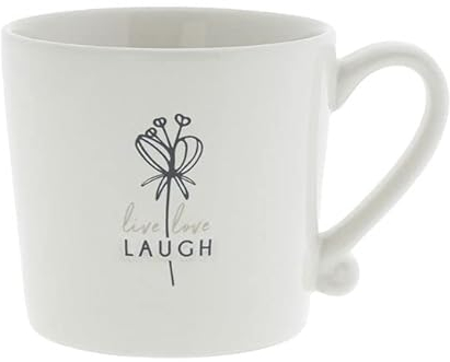 Bastion Collections Tasse LIVE LOVE LAUGH mit Blume weiß schwarz für 220ml