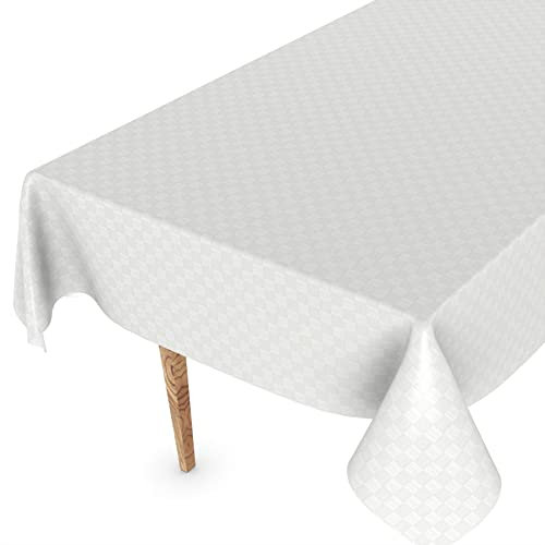 Wachstuchtischdecke Wachstischdecke Tischdecke abwaschbar Gartentischdecke Wachstuch Eckig rund oval 160 x 120cm Schnittkante Karo Quadrat Weiß