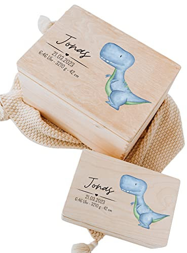 wunderwunsch - Personalisierte Erinnerungsbox Baby mit Hochwertigem UV-Farbdruck - Individuelle Baby Erinnerungsbox - Niedliche Erinnerungskiste aus Holz - Tolles Geschenk zur Geburt