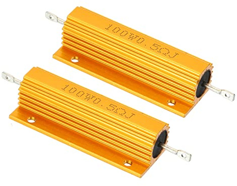 PATIKIL 2 Stück 100W 0.5 Ohm Aluminium Hülle Widerstand Gehäuse Draht Widerstände Schraube Tap Leistungswiderstand Goldton