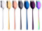 Göffel Edelstahl Sporks Lang 21,5 cm buntes Gabel Löffel 7 Stück Salatgabel 2 in 1 Tafelgabeln Suppenlöffel Langer Stiel to go Camping Outdoor Picknick