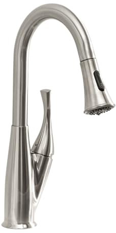 Kitchen Sink Tap Mixer with Pull Out Sprayer - Sarlai High Arc Modern Streamline Brushed Nickel Swivel Stainless Steel Single Handle Pull Down Kitchen Sink Faucet