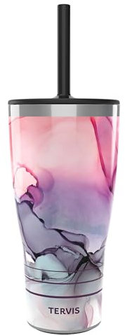 Tervis Inkreel Fluid Pink Insulated Tumbler, 30oz - with Straw Lid, Stainless Steel