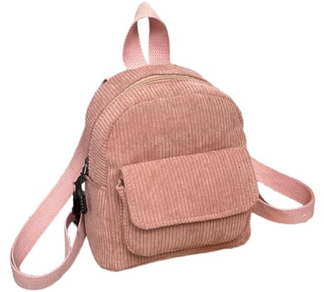 SUIOPPYUW Leichter und tragbarer Damen Mini Rucksack für stilvolle Reisen. Kleiner City Rucksack aus Cord für Damen mit großem Fassungsvermögen, Rosa