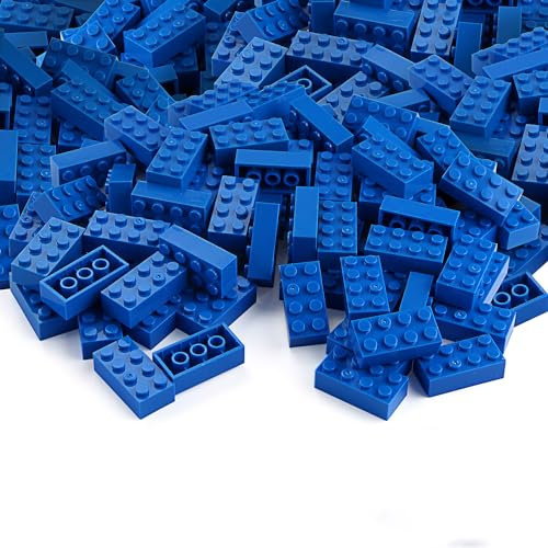 Basic Parts 320 Pieces 2x4 Blue Bricks Building Creative Play Blocks Set Toy Classic Accessories Combine with Major Brick Brands (Blue)