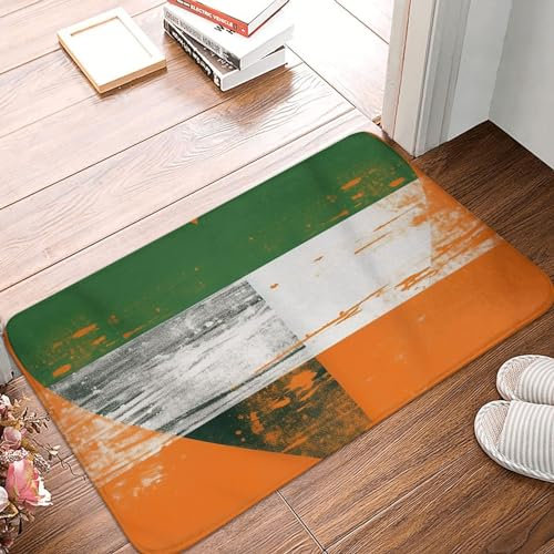 Doormat Outdoor Welcome Mats Non-Slip Front Door Mat for Entrance Heart Shaped Irish Flag Print Funny Kitchen Rugs Farmhouse Entryway Mats for Indoor Patio Living Room Home Decoration 16''x 24''