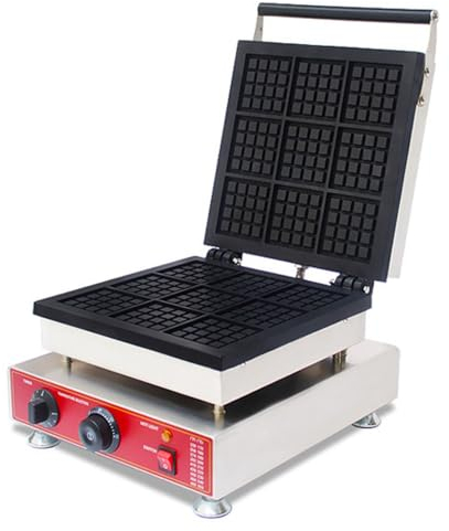 1500W Gofrera Belga Máquina De Gofres Eléctrica Control De Temperatura Y Tiempo Antiadherente Calentamiento Uniforme De Doble Cara Para Waffles, Hash Browns, Cinnamon Rolls, Omelet, Lunch, Snacks