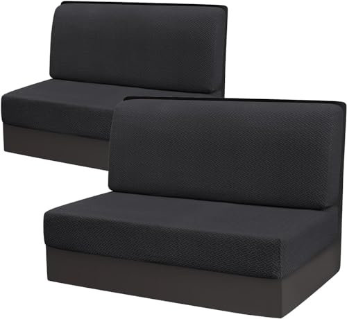 77Tkiop 1/2 Satz Camper Kissenbezüge - RV Dinette Kissenbezüge，Waschbarer Loveseat Sofa Möbelschutz, Sofa Couch Schonbezüge，Jedes Set enthält 1 Rückenlehnenbezug + 1 Sitzbankbezug (2, Schwarz)