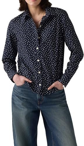 Levi's Women's New Classic Fit Shirt with Button-Down Collar, Marlo Dot_v2 Night S, L