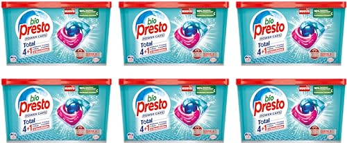 Bio Presto Power Caps Igiene & Freschezza, Detersivo Lavatrice Predosato In Capsule, Rimuove sporco e batteri, 6 Confezioni Da 18 capsule, totale Lavaggi 108