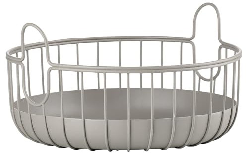 Zone Denmark Inu Korb zur Aufbewahrung, Kleiner Aufbewahrungskorb für Küche, Bad, Kinderzimmer, Home-Office, aus Metall, Durchm. 22 cm, Höhe 8 cm, Taupe