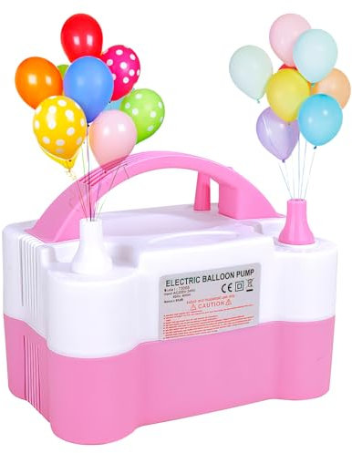 FainFun Inflador Globos Electrico, Portátil Bomba de Aire Eléctrica, Inflador de Globos con Boquilla Doble, Hinchador Globos Electrico para Cumpleaños, Bodas, Decoraciones para Fiestas (220v 600w)