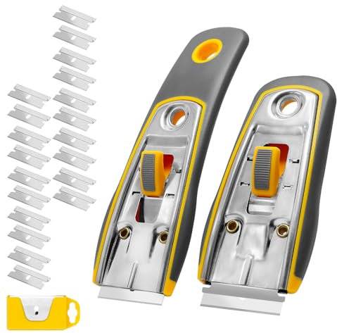 CCLIFE 2 pcs Grattoirs Plaque Vitrocéramique Professionnel avec 20 Lames de Rechange pour Enlever les étiquettes Nettoie Vitres Poêles et Autocollants