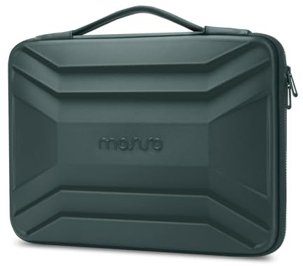 MOSISO 15-16 inch Laptop Hard Case, 15.6 inch Waterproof Shockproof Computer Bag Compatible with MacBook HP Dell, Symmetrical Trapezoid EVA Carrying Laptop Sleeve Hard Shell with Handle, Antique Green
