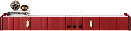 LFONDIGE Schwebender Fernsehschrank, Blockieren Sie Nicht Den Signaldesign-Router. An der Wand Montierter Fernsehschrank Mit Schubladen, Geeignet Für Das Wohnzimmer-Unterhaltungszimmer/Rot/140Cm
