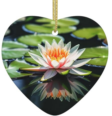 Weihnachtsschmuck, Seerose, Herz, Keramik, hängende Ornamente mit goldfarbenem Band, Weihnachtsbaum-Hängeornament, lustiger Porzellananhänger, Basteln, Weihnachtsdekoration für Urlaubsparty