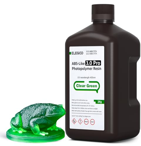 ELEGOO ABS-Like 3.0 Pro Resin Klargrün 2000g, Aufgerüstetes 3D-Drucker Harz für höhere Hitze- und Kratzfestigkeit, Kompatibel mit den meisten MSLA/LCD/DLP-Lichtaushärtungs-3D-Druckern