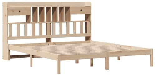 vidaXL Massivholzbett, Holzbett mit Kopfteil Lattenrost, Doppelbett für Schlafzimmer, Bett Bettgestell, 180x200cm Massivholz Kiefer