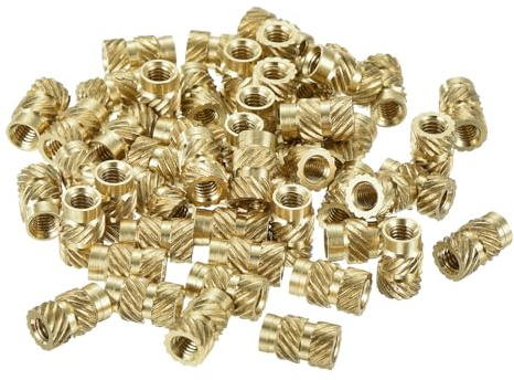 QUARKZMAN 80 Stück Gewindeeinsatz, Gerändelte Einpressmutter M3 x 8mm L x 5mm OD Einschmelzgewinde Weibliches Gewinde Messing Einbettungsmutter
