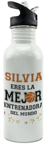 Termo agua. Botella personalizada. Botella agua. Cantimplora metálica. Water bottle. Regalos originales mujer. Baloncesto regalos originales. Regalo entrenadora. StrawStop 600ml. Basket. Baloncesto