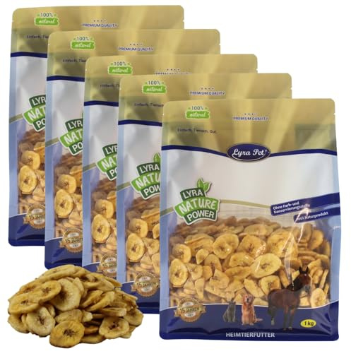 Lyra Pet® 5 kg Bananen getrocknet | Reich an Vitaminen & Ballaststoffen | Bananenscheiben für Vögel, Nager, Pferde & Reptilien | Nährstoffreiches & natürliches Futter | Ideal als Ergänzung