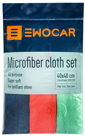 Ewocar Mikrofasertuch Set 320 – Mikrofasertücher für Autopflege, Lack & Innenraum, streifenfrei & wiederverwendbar, 3er Set