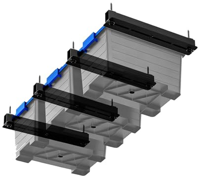 Demimy Überkopf-Garagen-Aufbewahrungsregal, robuste Deckenmontage, Müllhalter für 2,7 - 70,6 l, 43,2 cm, schwarze Metallschienen für Garagenaufbewahrung, Organisation, Regalsystem, 4 Stück