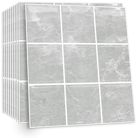 Celestdeco Modern Grey Tile Stickers 10 Peel Stick Waterproof Bath 30x30cm