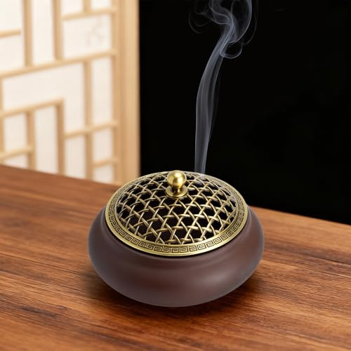 BrûLeur Dencens CéRamique Vintage Tapis Ignifugé, Encensoir Asiatique Noir | Style Zen Pour MéDitation, Yoga AromathéRapie, BrûLeur D’Encens CéRamique DéCoratif Cadeau Bien-êTre La Maison Ou Le Bureau