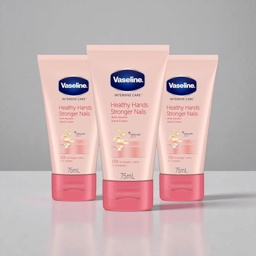 3 x 75 ml Vaseline INTENSIVE CARE Healthy Hands & Stronger Nails Hand Cream with Keratin