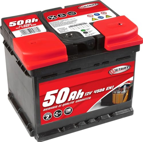 Batteria Auto 50AH 12V 450A polo positivo destro cassetta L1 - Batteria auto polo positivo 2 - Ricambio veicolo