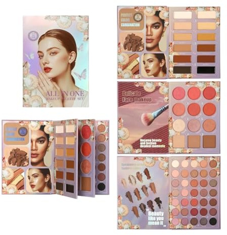 Make-up im Buch – Langlebige Schönheit | Make-up-Set mit 59 Farben, für Mädchen Erwachsene Anfänger täglichen Gebrauch Zuhause Umzug Szene Performance Termine