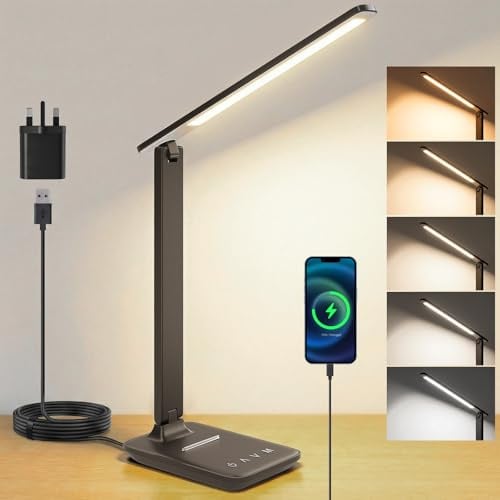 UPXNBOR LED Desk Lamp, Eye-Caring Table Lamp for Reading & Home Office