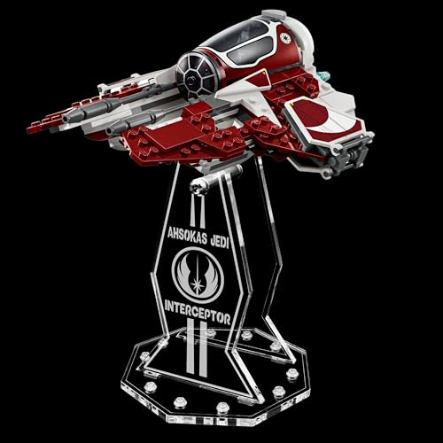 Premium Acryl Display Ständer kompatibel zu Lego 75401 Ahsokas Jedi Interceptor | Hochwertiger Präsentationsständer | Neigungs- und Drehwinkel einstellbar | Nur Ständer - Modell Nicht enthalten