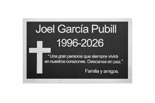 TIBRYN Cartel Funerario Personalizable – Varios Diseños – Varios Tamaños – Grabado a Láser en Metacrilato Transparente y Negro – Placa con Texto Personalizado y Nombre – Exterior/Interior