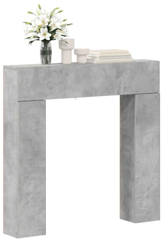 vidaXL Kaminumrandung Betongrau 102 x 18 x 100,5 cm Holzwerkstoff